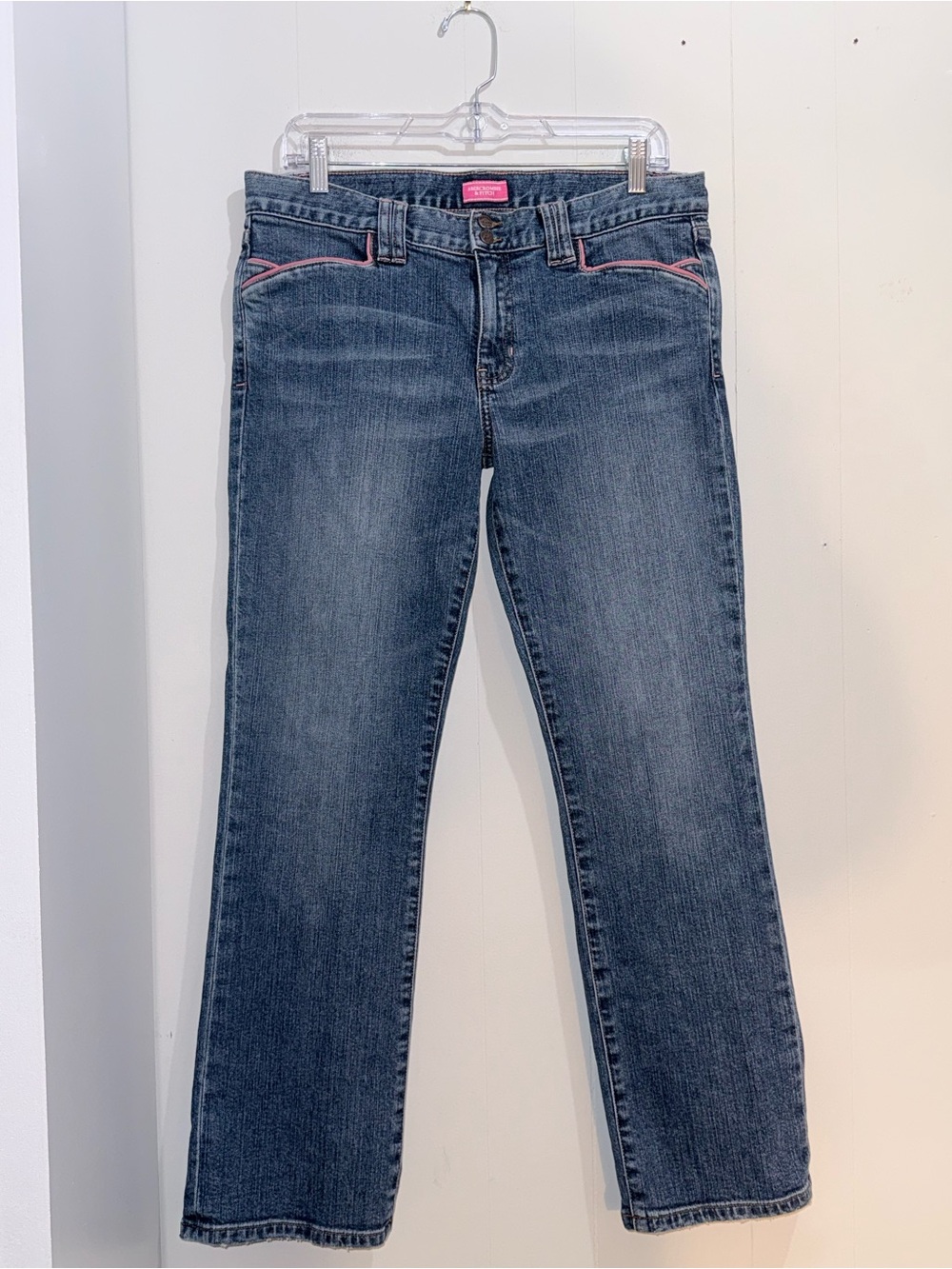 Vtg Abercrombie & Fitch Pink Piping Low Rise Bootcut Jeans Barbie Y2K Size 10